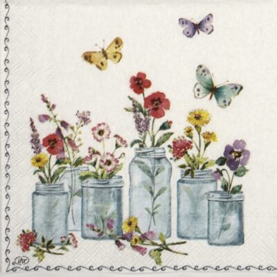 Paper Napkin - Summer jars white