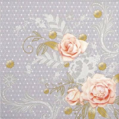 Lunch Napkins (20) - Graphic Gray Lace with Roses