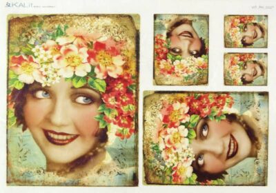 Rice Paper - Woman with Flowered Hat (22 x 32cm)