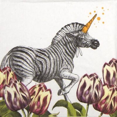 Lunch Napkins (20) - Pabuku: Unicorn Zebra