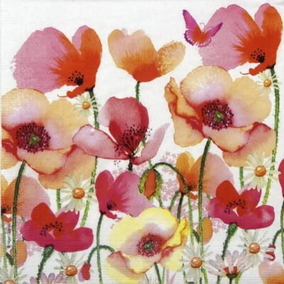 Paper Napkin - Nigel Quiney: Aquarell Poppies & Daisies