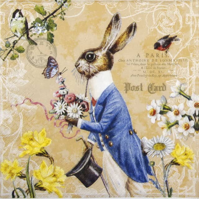 Single Decoupage Napkin – Mr. Rabbits