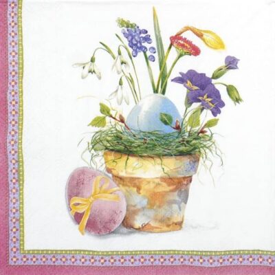 Single Decoupage Napkin - Flower Easter Eggs