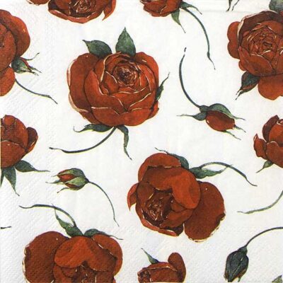 Cocktail Paper Napkin - Rosella white - Roses