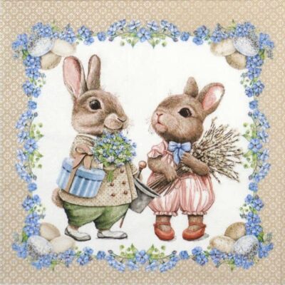 Single Decoupage Napkin - Vintage Easter Bunnies