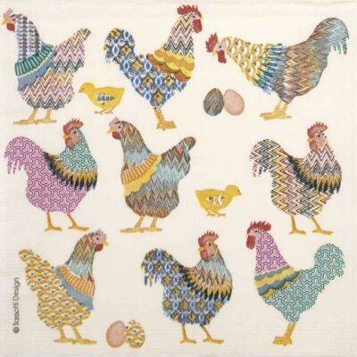Cocktail Decoupage Napkin - Tassotti: Galli e galline