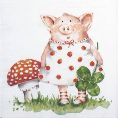 Paper Napkins - Carola Pabs: Lucky Piggy (20 pieces)