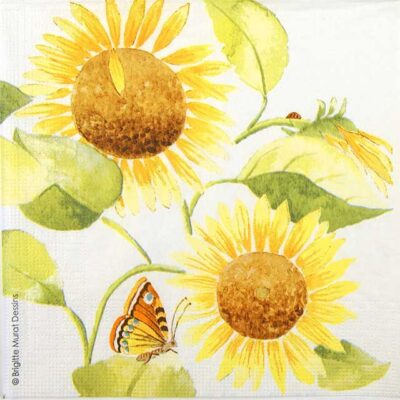 Single Paper Napkin - Brigitte Murat: Sunflowers
