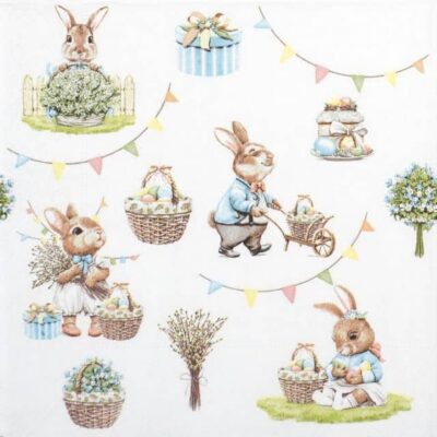 Single Decoupage Napkin - Bunny joy