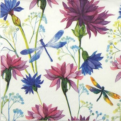 Paper Napkins - Flower With Dragonfly (20 pieces)
