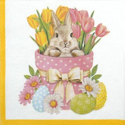 Single Decoupage Napkin - Flower Bunny