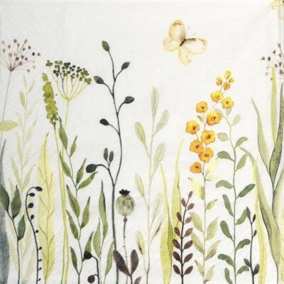 Paper Napkins - Meadow Flowers & Leaves sage (20 pieces)