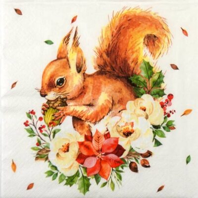 Single Decoupage Napkin - Sweet Squirrel