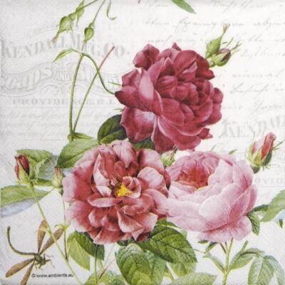 Cocktail Decoupage Napkin - Red Roses