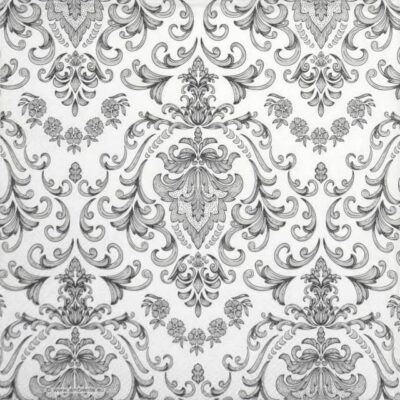 Single Decoupage Napkin - Baroque ornament silver
