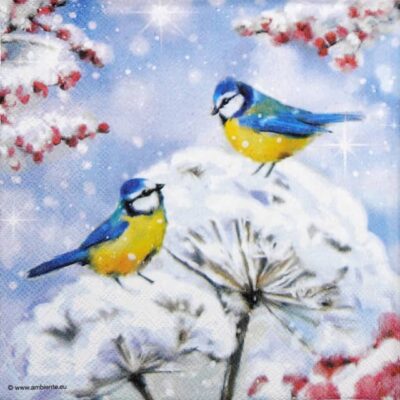 Single Decoupage Napkin - Birds in the snow