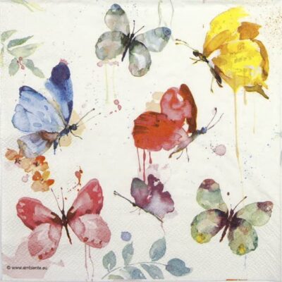 Cocktail Paper Napkin - Butterfly Collection White