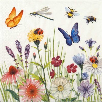 Single Decoupage Napkin - Butterfly Meadow