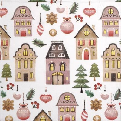 Single Decoupage Napkin - Christmas at home cream