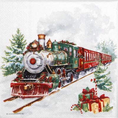 Single Decoupage Napkin - Christmas Train