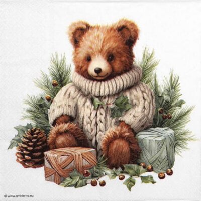 Single Decoupage Napkin - Cuddle bear