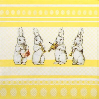 Single Paper Napkin - Easter Music Yellow