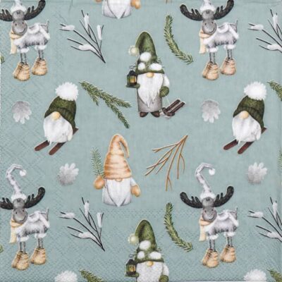 Forest Gnomes sage Napkins (20 pack) - Winter Party Decor