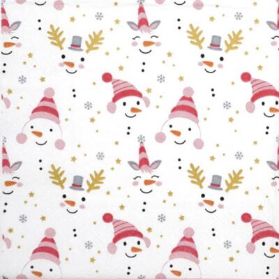 Cocktail Decoupage Napkin - Funny snowmen
