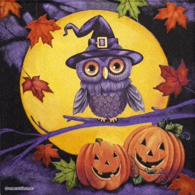 Single Decoupage Napkin - Halloween owl