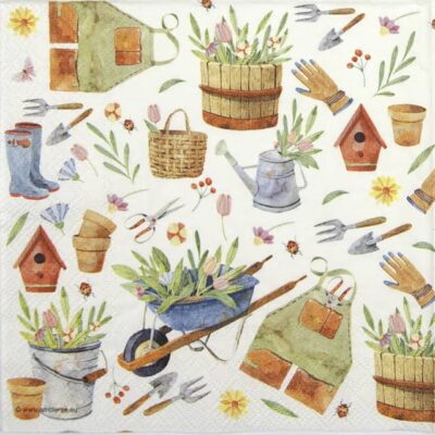 Single Paper Napkin - Happy Gardening
