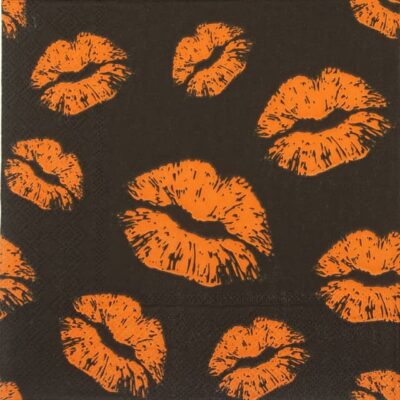Single Paper Napkin - Kisses Black