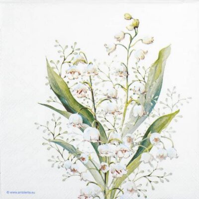 Single Decoupage Napkin - Lily of the valley white