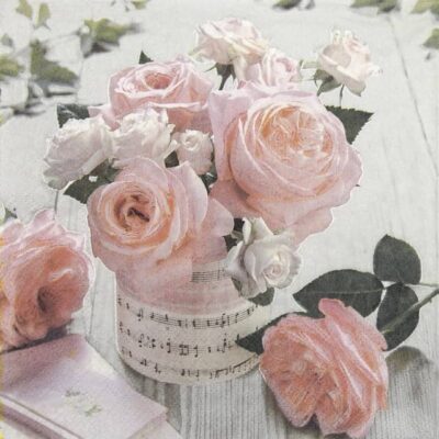 Single Paper Napkin - Music Roses Vintage