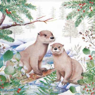 Single Decoupage Napkin - Otter