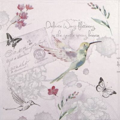 Paper Napkins - Pale Hummingbirds (20 pieces)
