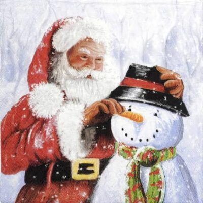 Cocktail Napkins - Santa and snowman (20 pieces)