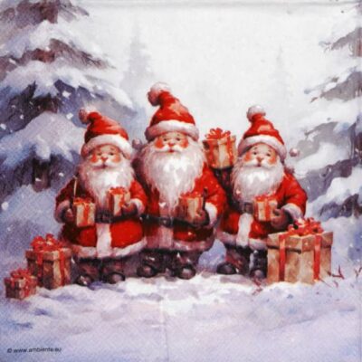 Paper Napkins - Santa triplets (20 pieces)