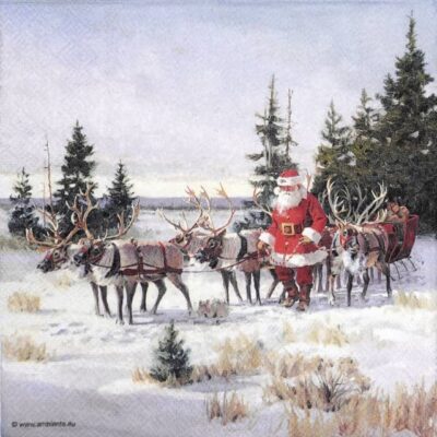 Paper Napkins - Santa with his reindeers (20 pieces)
