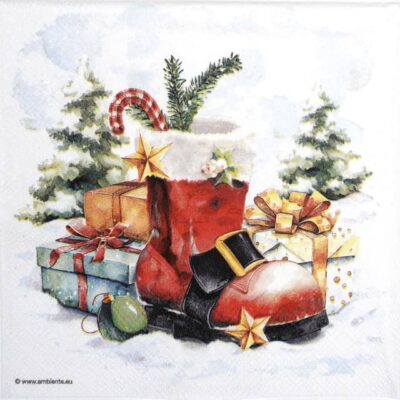Single Decoupage Napkin - Santas boot