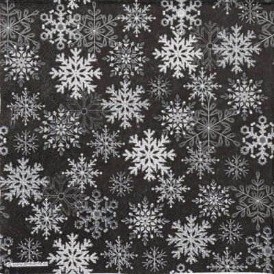 Paper Napkins - Snowflake all over black (20 pieces)