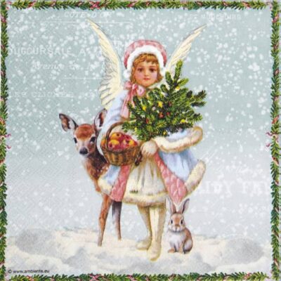 Single Decoupage Napkin - Snowy day green