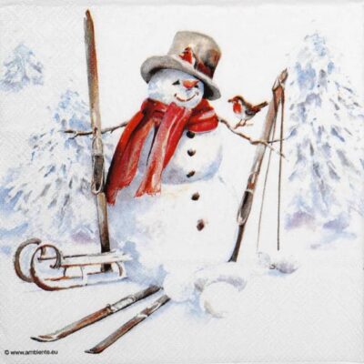 Paper Napkins - Sporty snowmen (20 pieces)