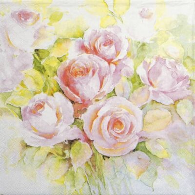 Single Decoupage Napkin - Watercolour roses