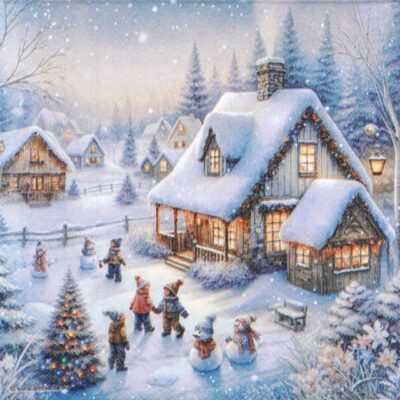 Paper Napkins - Winter in backyard (20 pieces)