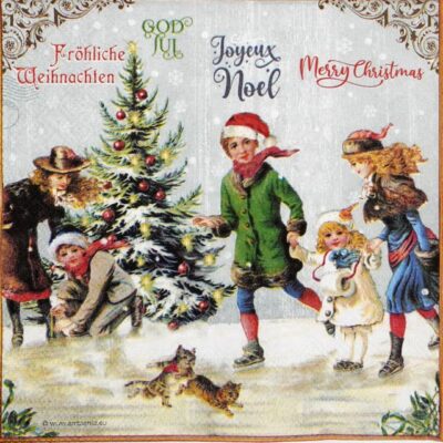 Paper Napkins - X-mas on ice green (20 pieces)