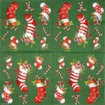 Green X-mas Stockings Paper Napkins 20 Pack