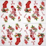 White X-mas Stockings Paper Napkins 20 Pack