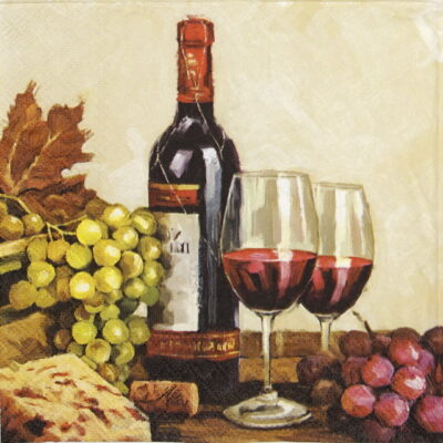 Paper Napkin - Wine and grapes