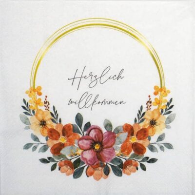 Single Decoupage Napkin - Herzlich Willkommen
