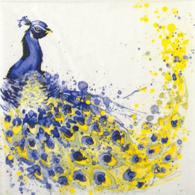Single Decoupage Napkin - Coloured Peacock